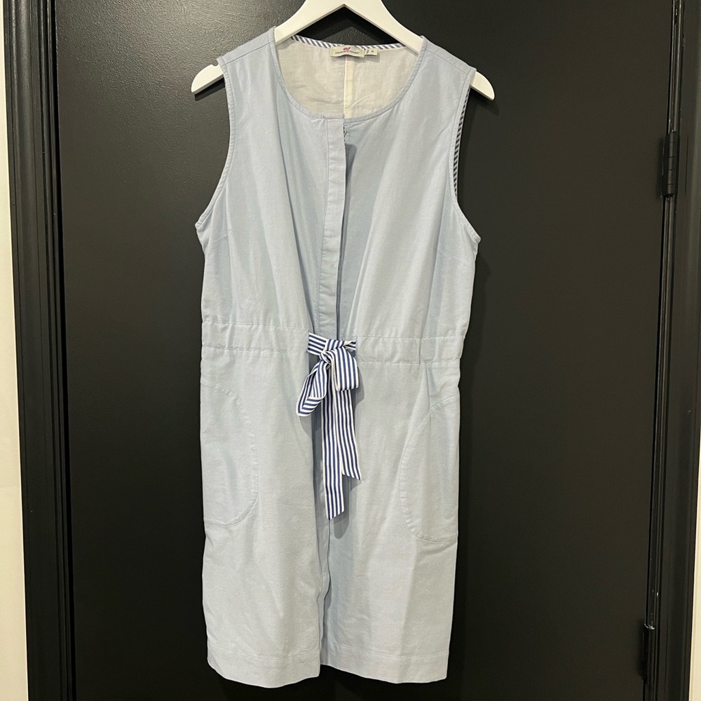 Vineyard Vines Oxford Tie waist dress size 14- light blue